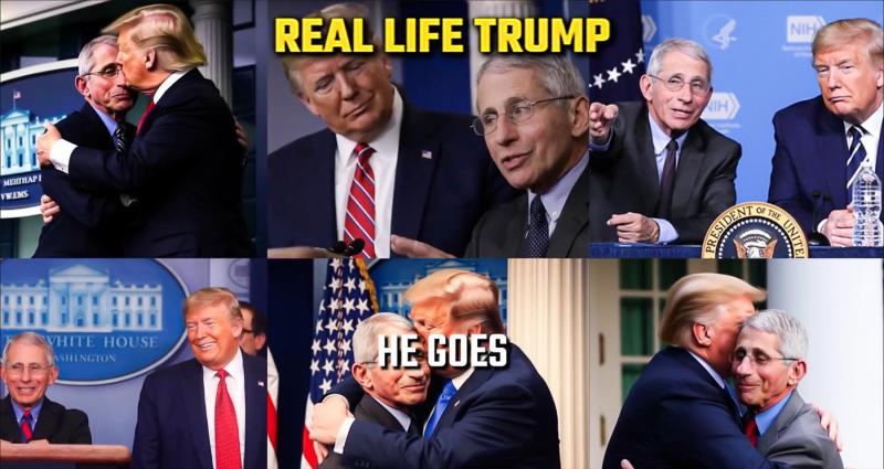 美国佛罗里达州州长德桑蒂斯的竞选团队去年在一个宣传片中使用AI技术,生成特朗普执政期间拥抱和亲吻时任首席传染病专家福奇的照片,借此攻击特朗普的冠病疫情政策。为增加说服力,广告还把真实画面与AI图片混合使用。(X平台视频截图)