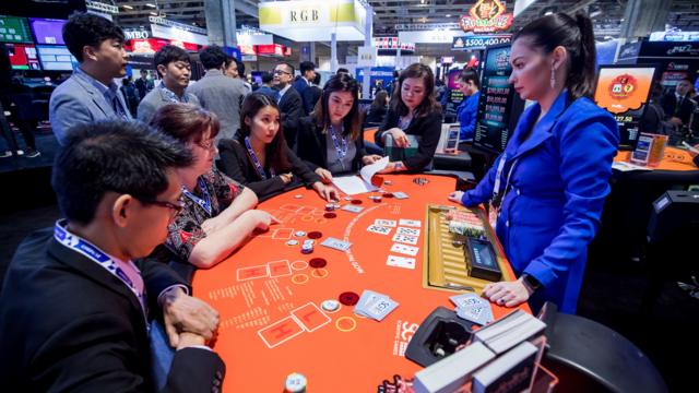 澳门亚洲国际娱乐展(G2E Asia)上的模拟赌枱(2019年)
