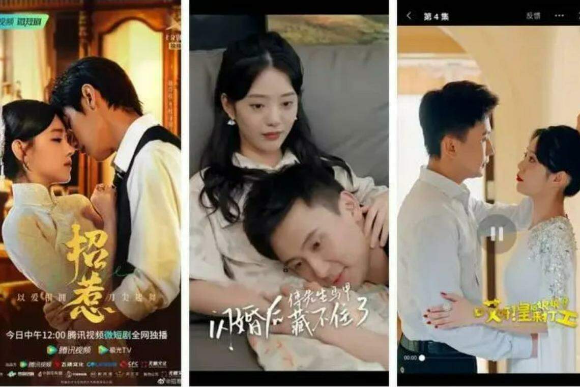 微短剧通常在剧情上单刀直入,“爽点”“爆点”“付费点”让微短剧更容易精准投放到对应的观影人群。图为目前中国短视频平台上比较火爆的几部微短剧。(互联网)