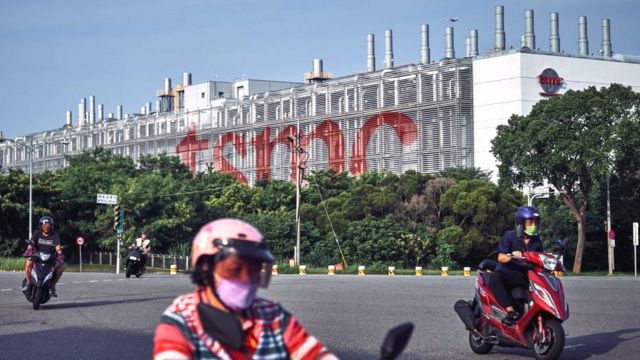 Outside of a TSMC microchip fabrication plant in Taichung, Taiwan. September 13th, 2023