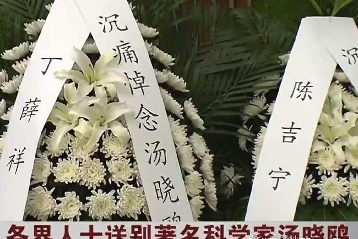 中国国务院常务副总理丁薛祥、中共上海市委书记陈吉宁致送花圈。(商汤科技官方微博)