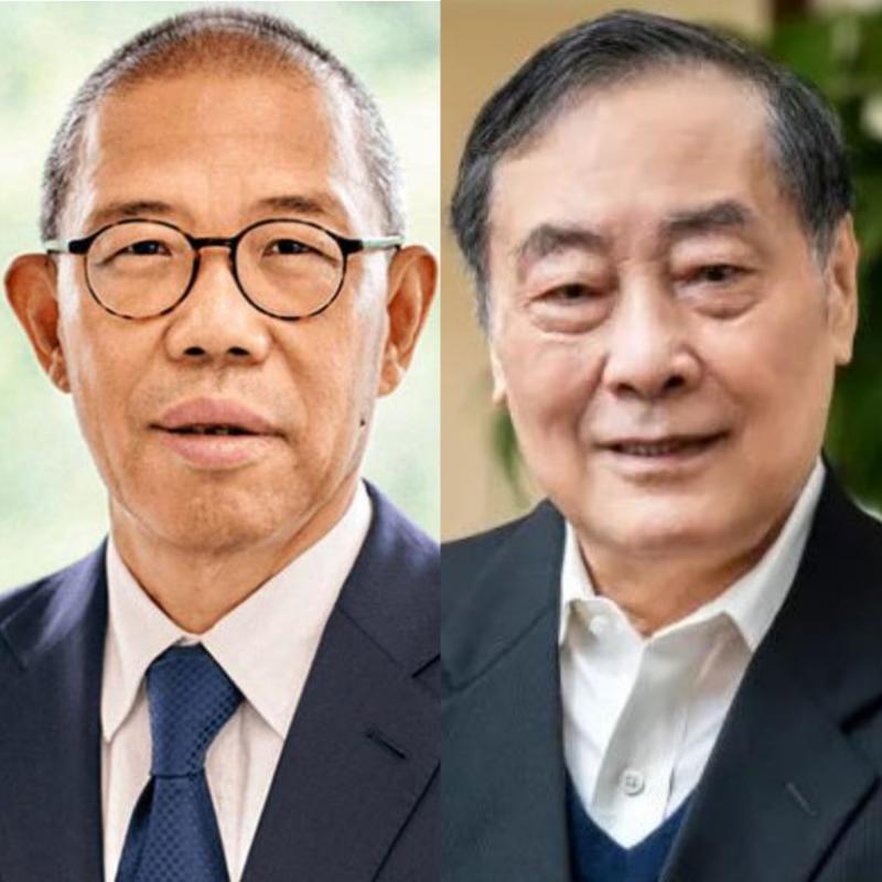 宗庆后(右)和钟睒睒(左)同为浙江人,两人的年龄相差九岁。(互联网)