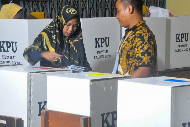印度尼西亚选民今年2月14日投票选出新一任总统和议会代表。(法新社)