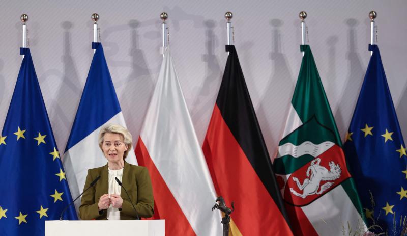 欧盟委员会主席冯德莱恩已表明会在寻求连任。分析员普遍认为她会成功。(法新社)