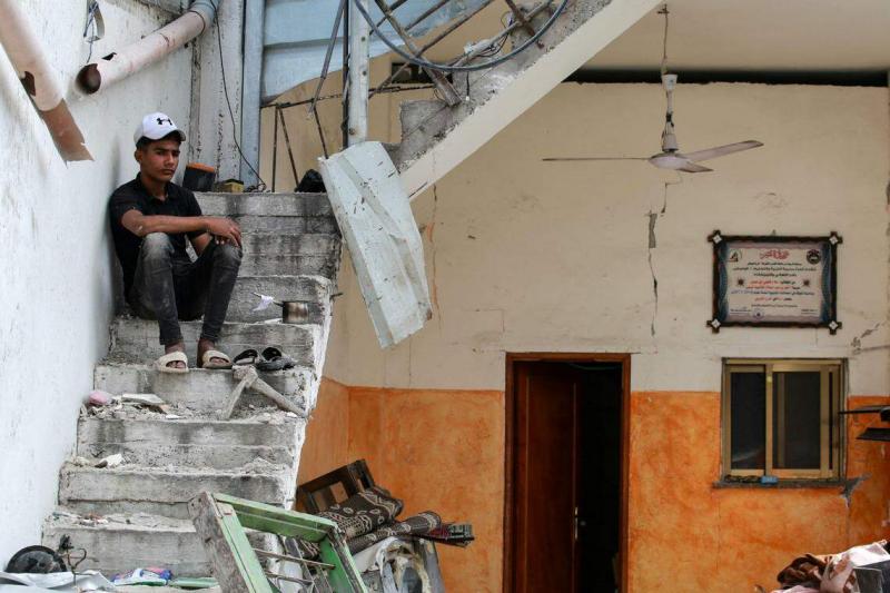 以色列5月30日轰炸努塞拉特时,好些民房成为目标。(法新社)