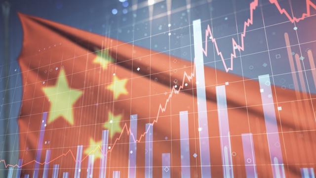 中国国旗和股票走势图