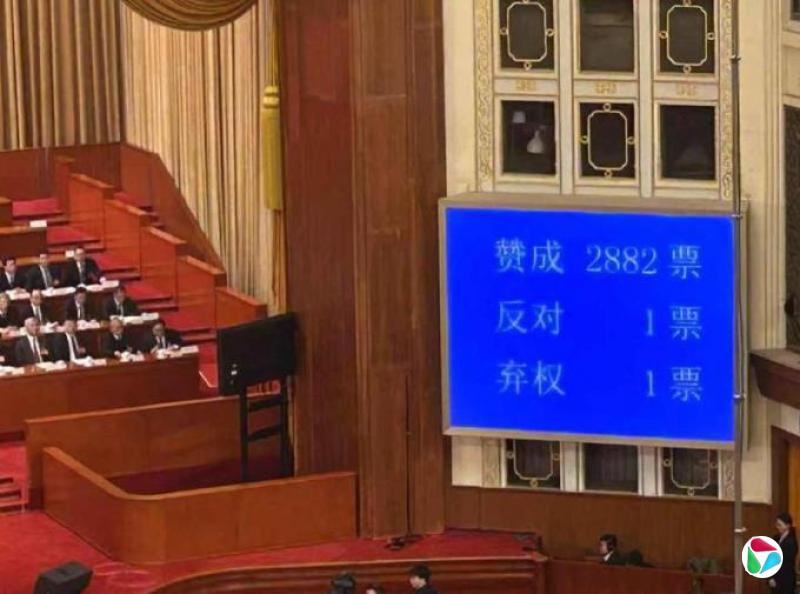 中国全国人大通过政府工作报告 一票反对
