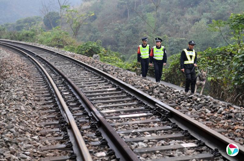 2020年,警察在一条从广西通往越南的铁路线上巡逻。中国的走私者有时会穿越中越边境的山林将稀土矿物运往境外。