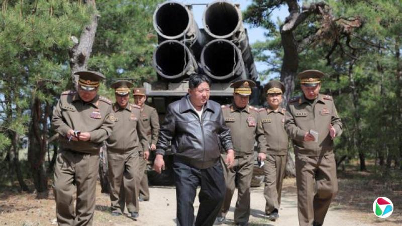 A photo released by the Korean Central News Agency shows North Korean leader Kim Jong Un supervising a missile test, in North Korea, May 8, 2025.