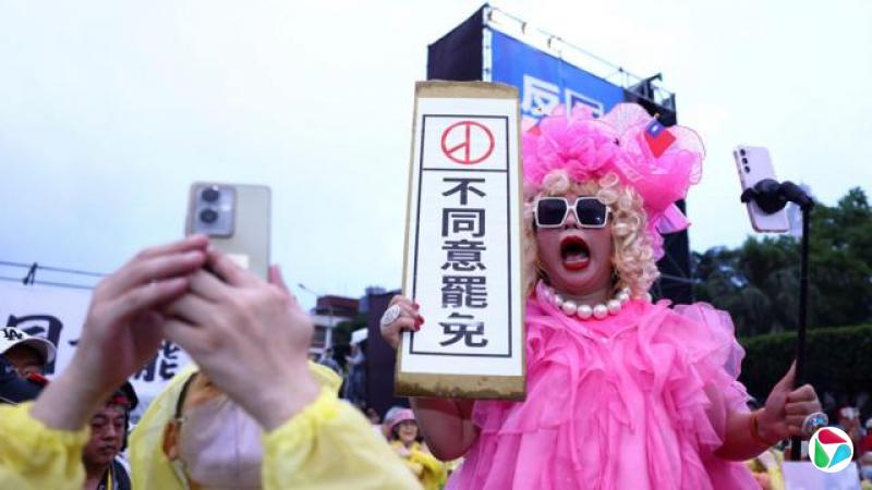 7月25日反对罢免人士在台北举行集会