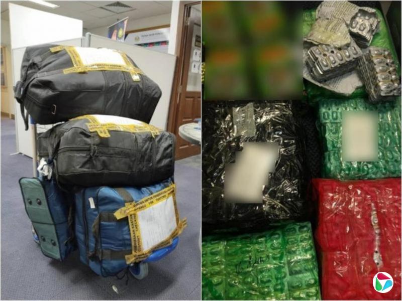 孟加拉男子拖四行李箱 图走私6万颗药物入马国