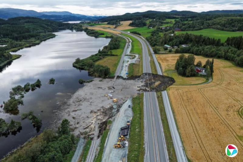 挪威地陷吞噬道路与铁轨 造成一人死