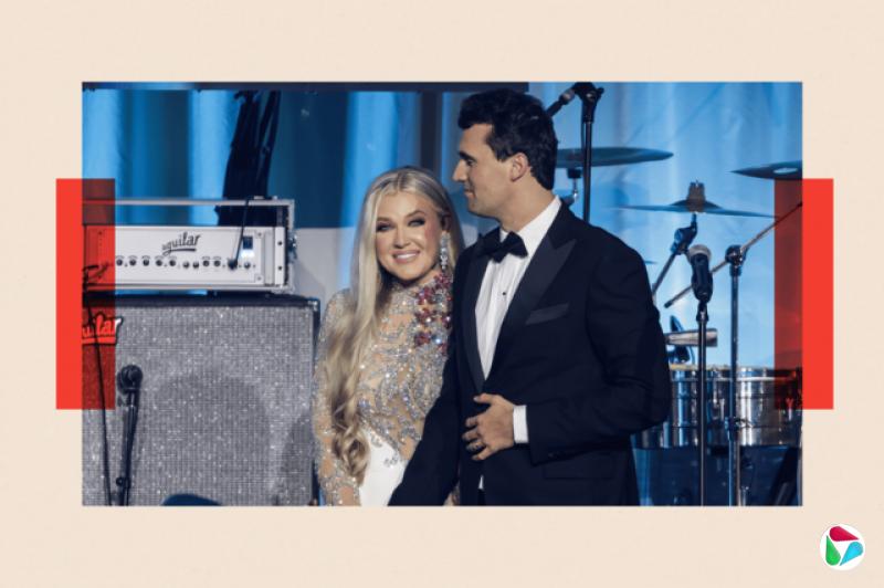 2025年1月19日,查理·柯克(右)与其妻子艾莉卡(左)出席在华盛顿特区萨拉曼德酒店(Salamander Hotel)举行的“美国转折点”就职前夜舞会