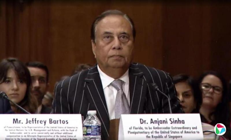 美参议院确认安贾尼·辛哈出任美国驻新加坡大使